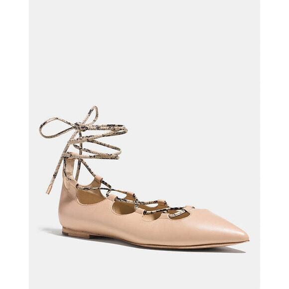 Coach Justine Ice Blue Suede Flat Lace Up Ankle Flats Sz. 9 - Picture 2 of 8